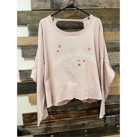 Aerie NWOT Get Out Town Tie Back Sweatshirt pink sz Medium - Picture 3 of 9